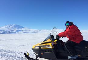 Lisa on Ski-doo near Mt.Erebus